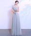 Tulle Floor Length Cap Sleeves Simple Cheap Bridesmaid Dresses Online, WG546