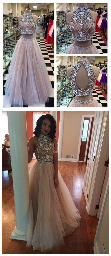 Two Piece Prom Dresses, High Neck Prom Dresses, Pretty Prom Dresses, Open Back Prom Dresses, Popular Prom Dresses, Fashion Prom Dresses, Charming Prom Dresses,Prom Dresses Online,PD0115
