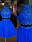 Two Pieces Blue Homecoming Dresses,Cheap Short Prom Dresses,CM899