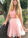 Two Pieces Cap Sleeves Pink Cheap Short Homecoming Dresses Online, CM647