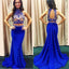 Two Pieces Royal Blue Mermaid Evening Prom Dresses, 2017 Long Sexy Halter Party Prom Dress, Custom Long Prom Dress, Cheap Party Prom Dress, Formal Prom Dress, 17032