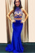 Two Pieces Royal Blue Mermaid Evening Prom Dresses, 2017 Long Sexy Halter Party Prom Dress, Custom Long Prom Dress, Cheap Party Prom Dress, Formal Prom Dress, 17032