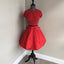 Two Pieces Short Sleeves High Neck Short Red Homecoming Dresses 2018, CM521