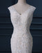 Two Straps V Neckline Pearls Beaded Lace Mermaid Wedding Bridal Dresses, Cheap Custom Made Wedding Bridal Dresses, WD273