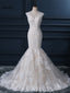 Two Straps V Neckline Pearls Beaded Lace Mermaid Wedding Bridal Dresses, Cheap Custom Made Wedding Bridal Dresses, WD273