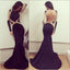 Unique Black Mermaid Long Sleeve Sexy Backless Long Prom Dress, WG525