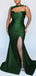 Unique Green Mermaid High Slit Cheap Long Bridesmaid Dresses,WG1236