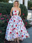 Unique Hand Made Flower A-line Long Evening Prom Dresses, 17636