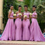 Unique Lilac Sleeveless Cheap Long Bridesmaid Dresses Gown Online, WG860