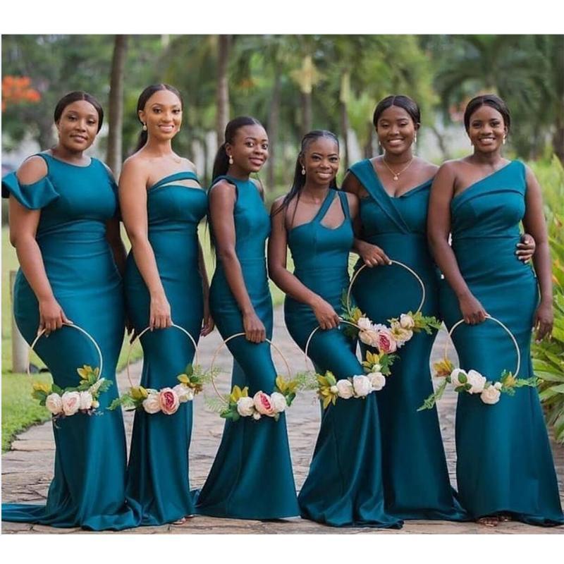 Unique Mismatached Teal Mermaid Cheap Long Cheap Bridesmaid Dresses Online, WG647