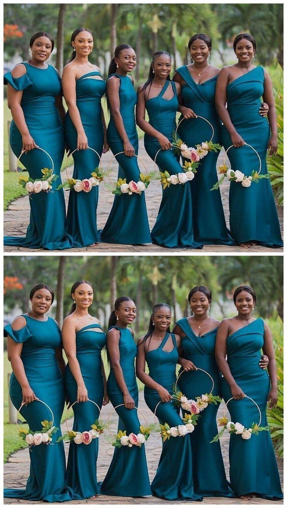 Unique Mismatached Teal Mermaid Cheap Long Cheap Bridesmaid Dresses Online, WG647