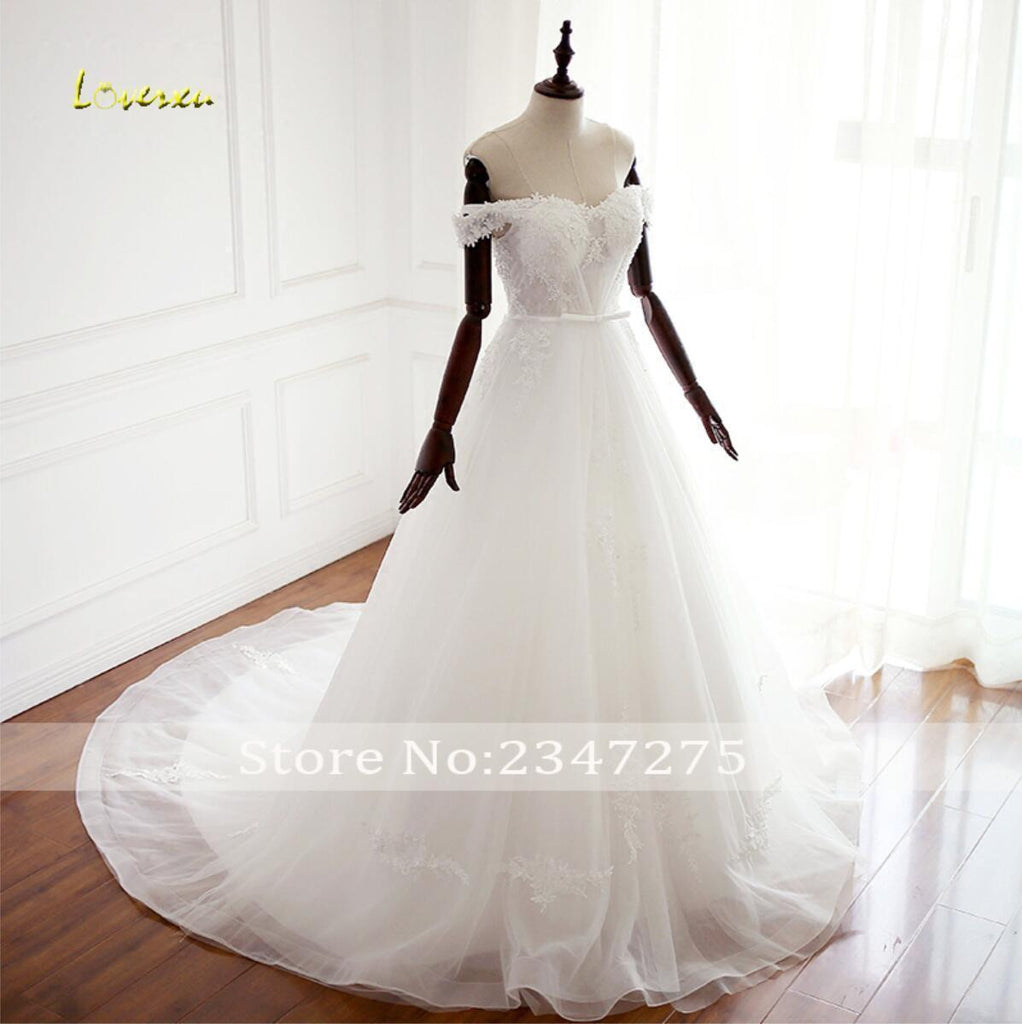 Unique Off Shoulder Lace A line Wedding Bridal Dresses, Custom Made Wedding Dresses, Affordable Wedding Bridal Gowns, WD260