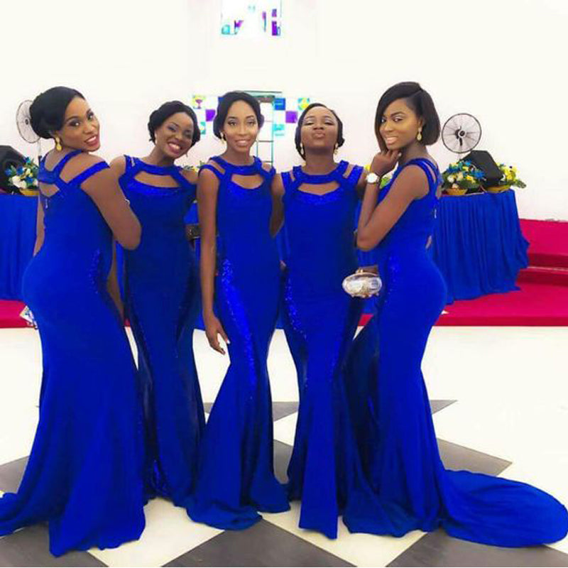 Unique Royal Blue Mermaid Cheap Long Bridesmaid Dresses Online,WG1209