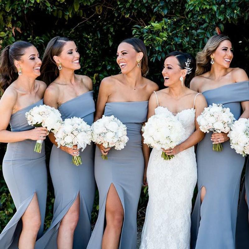 Unique Side Slit Mermaid Long Bridesmaid Dresses Online, WG308