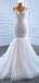 Unique V Neck Lace Mermaid Wedding Dresses, Cheap Wedding Gown, WD722