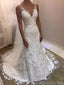 V Neck Backless Lace Mermaid Cheap Wedding Dresses Online, Cheap Bridal Dresses, WD530