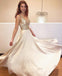 V Neck Beaded Rhinestone A-line Long Evening Prom Dresses, 17572