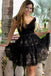 V Neck Black Lace Cheap Short Homecoming Dresses Online, CM641