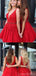 V Neck Bright Red Short Cheap Homecoming Dresses Online, CM826