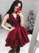 V Neck Burgundy Lace Cheap Short Homecoming Dresses Online, CM616