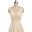 V Neck Champagne See Through Cheap Wedding Dresses Online, Cheap Bridal Dresses, WD494