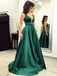V Neck Emerald Green Cheap Long Evening Prom Dresses, Evening Party Prom Dresses, 12346
