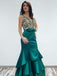 V Neck Emerald Green Mermaid Long Evening Prom Dresses, Cheap Sweet 16 Dresses, 18338