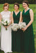 V Neck Green Chiffon Cheap Bridesmaid Dresses Online, WG768