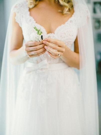 V Neck Lace Cap Sleeves Cheap Custom Long Wedding Bridal Dresses, WD289