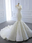 V Neck Lace Mermaid Wedding Dresses, Cheap Wedding Gown, WD716