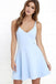 V Neck Light Blue Cheap 2018 Homecoming Dresses Under 100, CM403