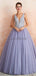V Neck Lilac Lace Beaded A-line Long Evening Prom Dresses, Evening Party Prom Dresses, 12133