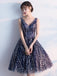 V-Neck Navy Lace Cheap Homecoming Dresses Online, Cheap Short Prom Dresses, CM786