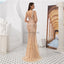 V Neck Rose Gold Heavily Beaded Mermaid Evening Prom Dresses, Evening Party Prom Dresses, 12095