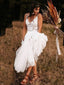 V Neck See Through Cheap Beach Wedding Dresses Online, Cheap Bridal Dresses, WD650