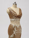 V Neck See Through Gold Sequin Mermaid Cheap Bridesmaid Dresses Online, WG599