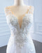 V Neck Side Slit Lace Mermaid Wedding Dresses, Cheap Wedding Gown, WD723