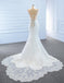 V Neck Side Slit Lace Mermaid Wedding Dresses, Cheap Wedding Gown, WD723