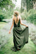 V Neck Spaghetti Straps Green Cheap Bridesmaid Dresses Online, WG763
