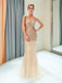 V Neck Sparkly Gold Rhinestone Beaded Mermaid Evening Prom Dresses, Evening Party Prom Dresses, 12035