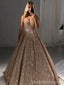 V Neck Sparkly Sequin A-line Long Evening Prom Dresses With Pockets, Cheap Custom Party Prom Dresses, 18606