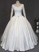 V Neckline Long Sleeve Lace A line Long Tail Wedding Dresses, Sexy Open Back Custom Made Long Wedding Gown, Cheap Wedding Gowns, WD206