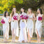 White Chiffon Side Split Spaghetti Strap Sexy Tea Length Cheap Wedding Party Bridesmaid Dresses, WG177