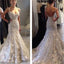 White lace Mermaid Wedding Dresses, Sexy Backless Prom Dresses, Gorgeous Prom Gown, WD0129