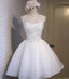 White Lace Open Back Sexy Homecoming Prom Dresses, Affordable Short Party Prom Dresses, Perfect Homecoming Dresses, CM281