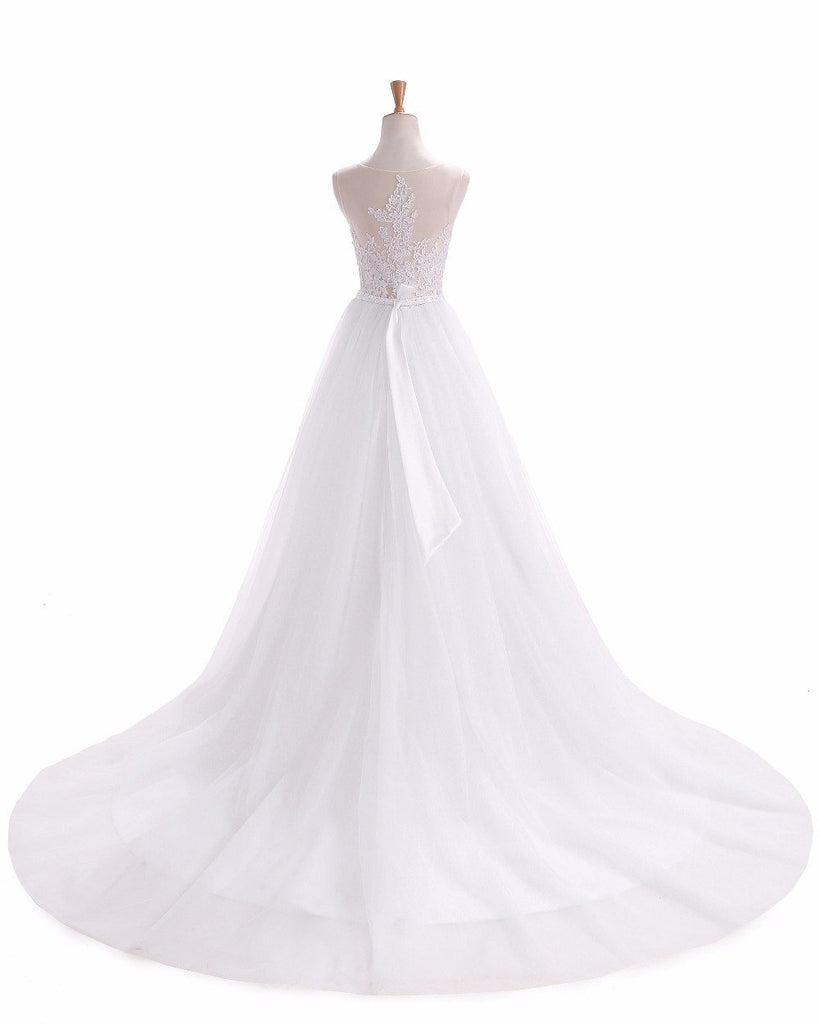 White Side Zipper Two Straps Scoop Neckline Lace A line Wedding Bridal Dresses, Custom Made Wedding Dresses, Affordable Wedding Bridal Gowns, WD252