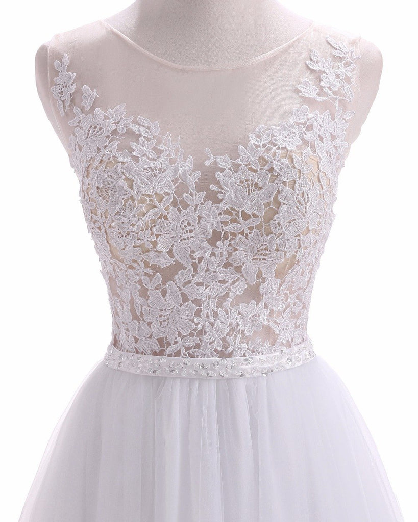 White Side Zipper Two Straps Scoop Neckline Lace A line Wedding Bridal Dresses, Custom Made Wedding Dresses, Affordable Wedding Bridal Gowns, WD252
