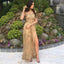 Women Fashion Long Sleeve Gold Lace Evening Prom Dresses, Popular Cheap Long 2022 Party Prom Dresses, 17304