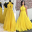 Yellow A-line Chiffon Halter Cheap Long Bridesmaid Dresses Online,WG1149