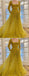 Yellow A-line Long Sleeves Prom Dresses Online, Evening Party Dresses,12541